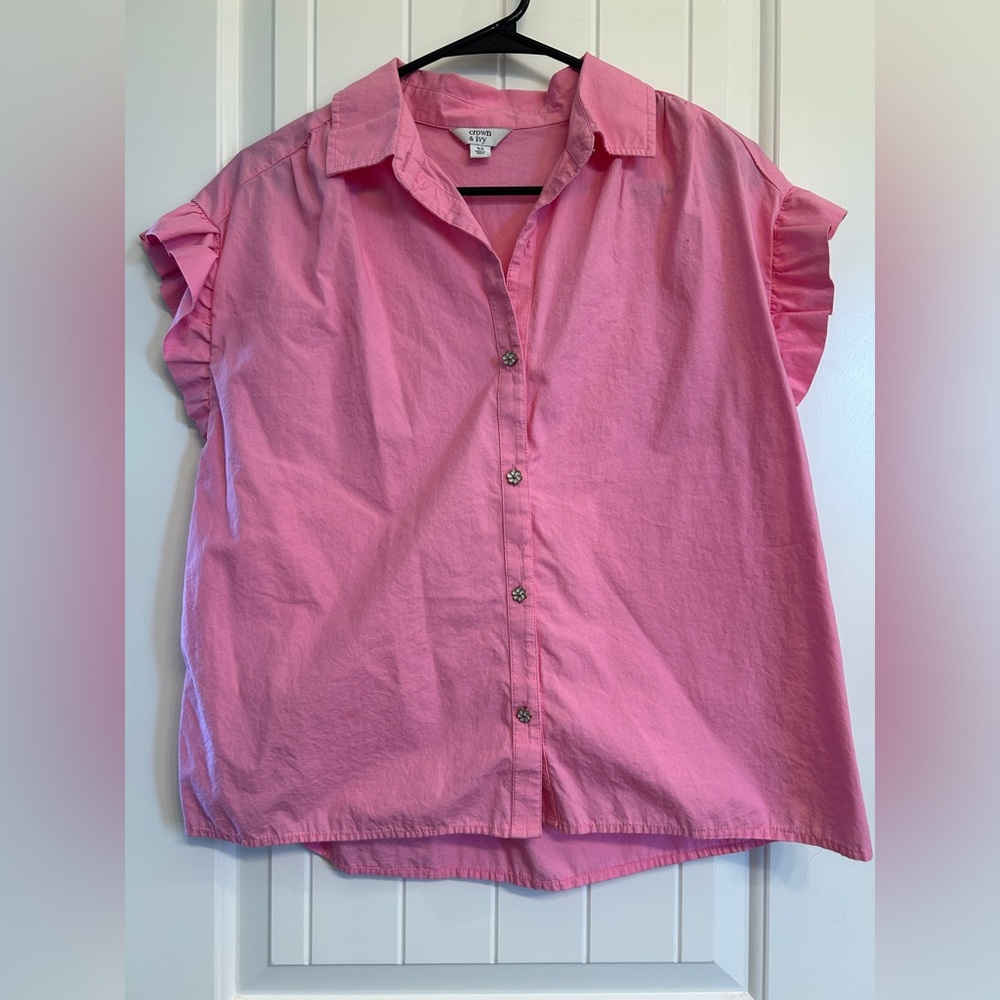 Crown & Ivy Pink Collared Shirt